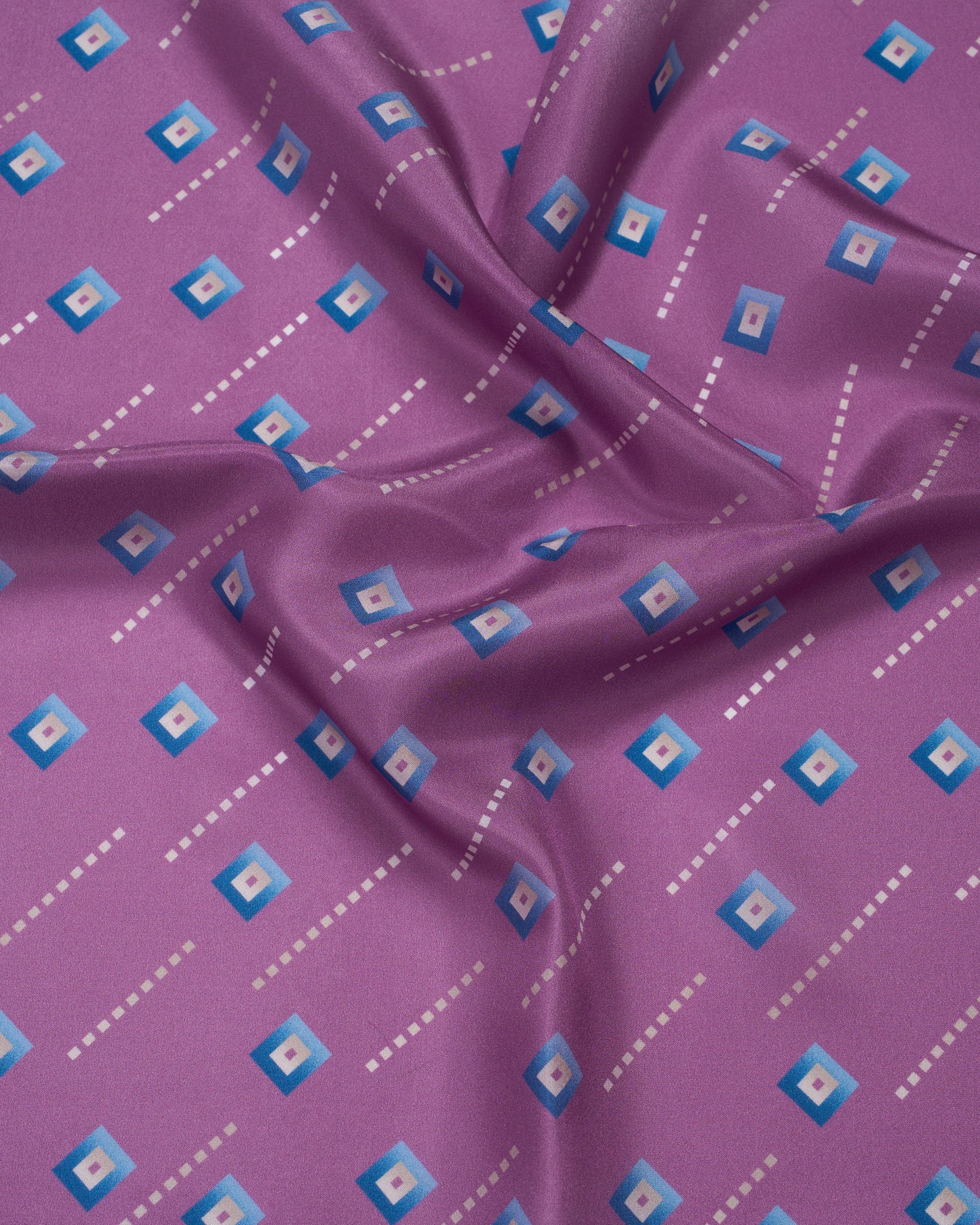 Pocket square - Silk - Purple with blue square motif