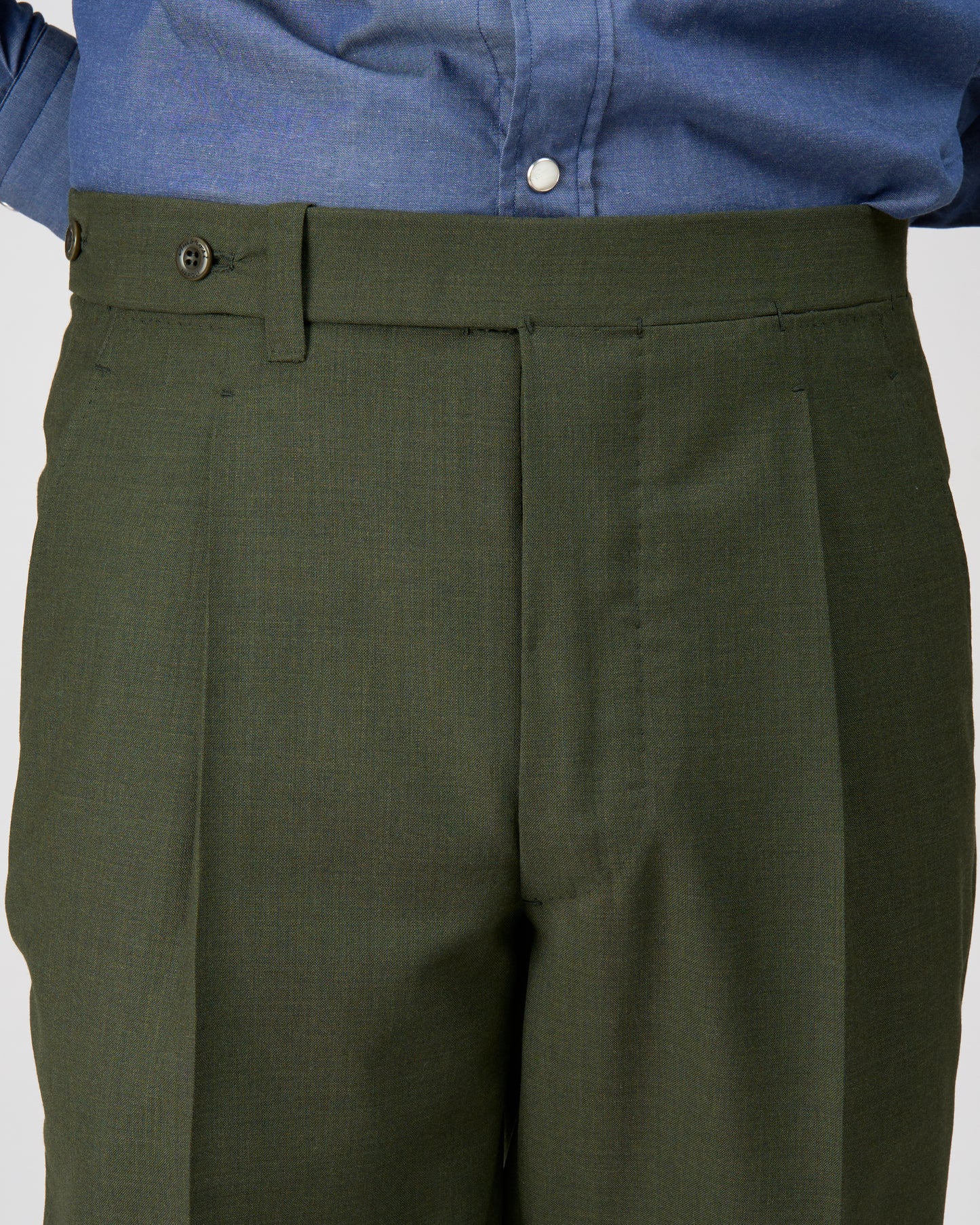 High twist wool trousers - Single pleat - Dark green