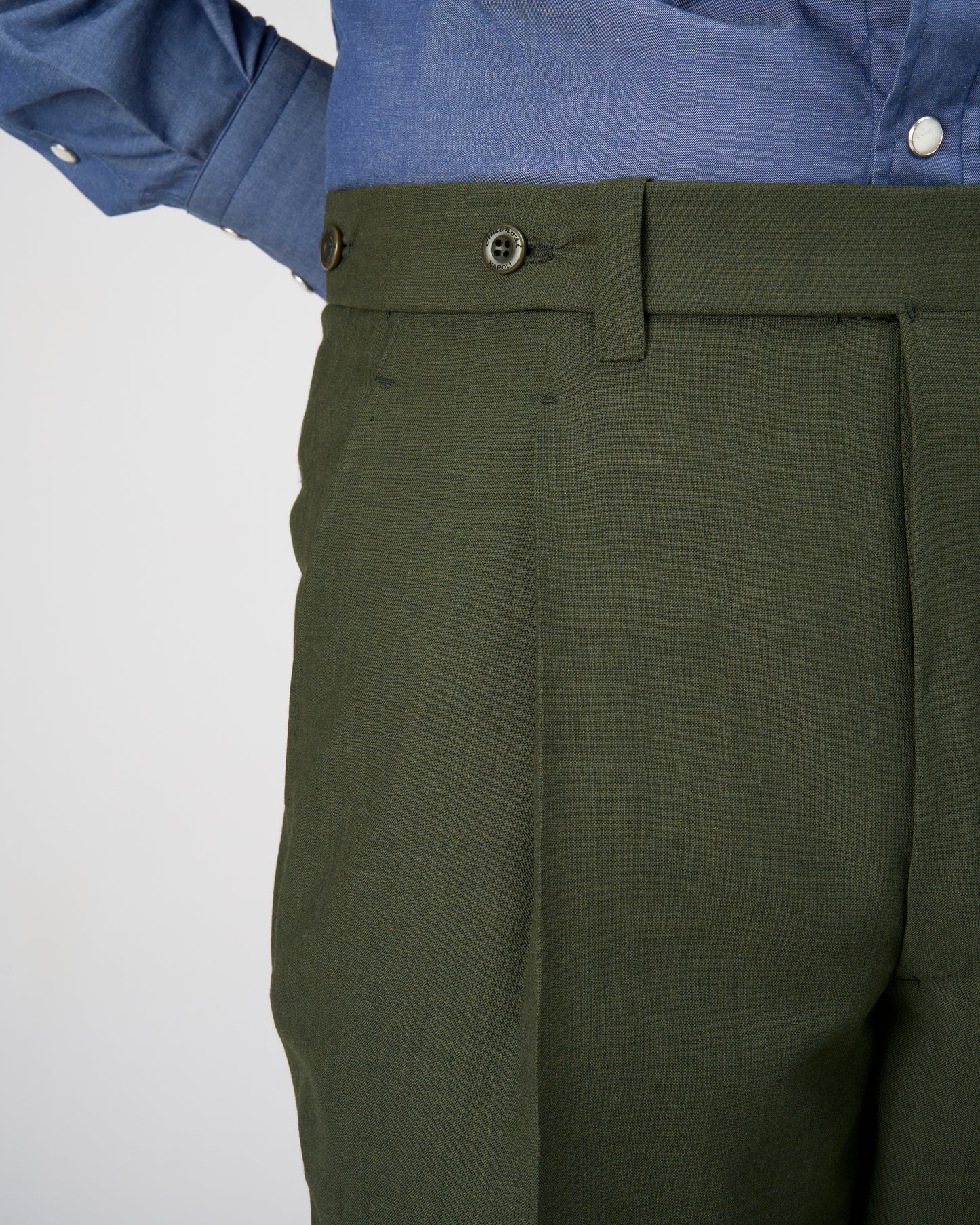 High twist wool trousers - Single pleat - Dark green