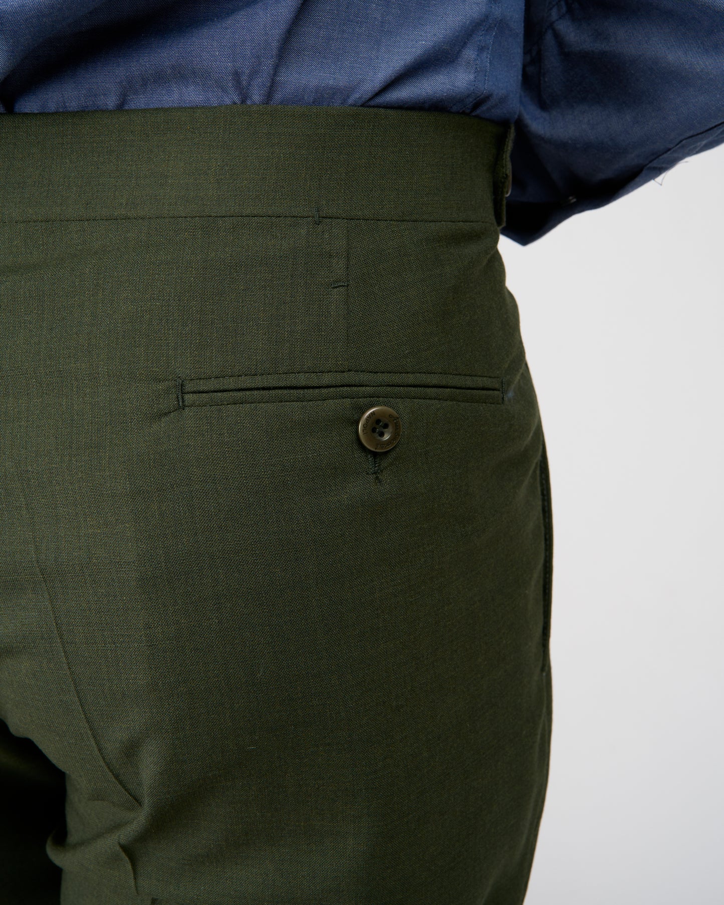 High twist wool trousers - Single pleat - Dark green