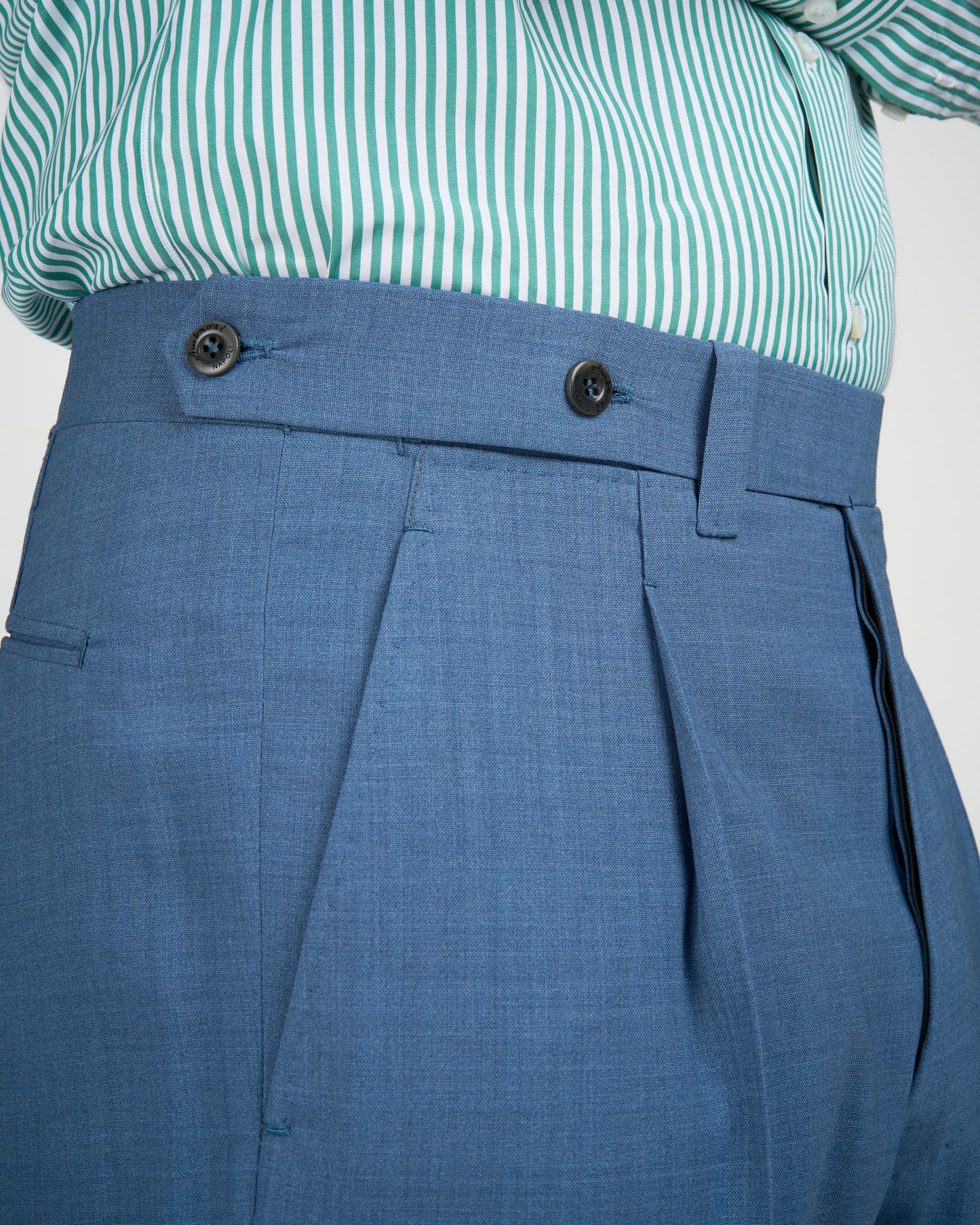 High twist wool trousers - Single pleat trousers - Light blue