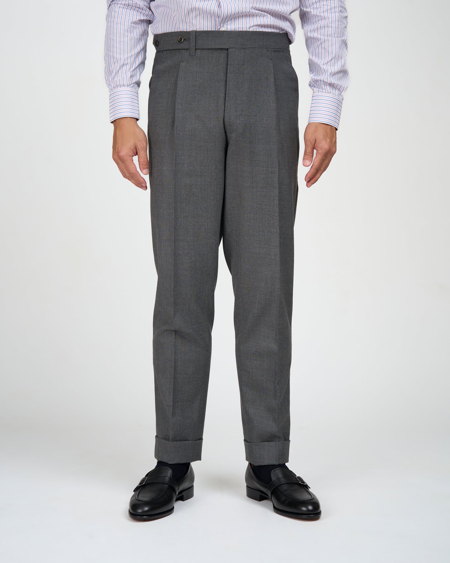 High twist wool trousers - Single pleat - Medium grey