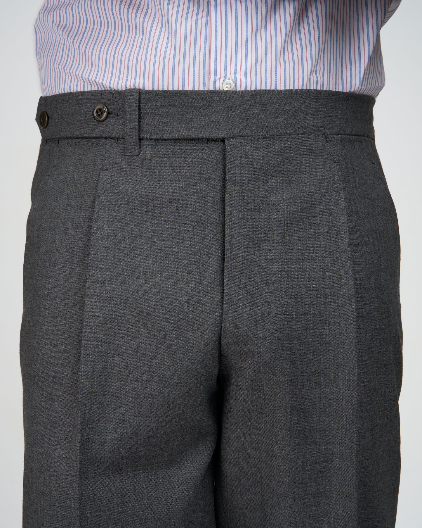 High twist wool trousers - Single pleat - Medium grey