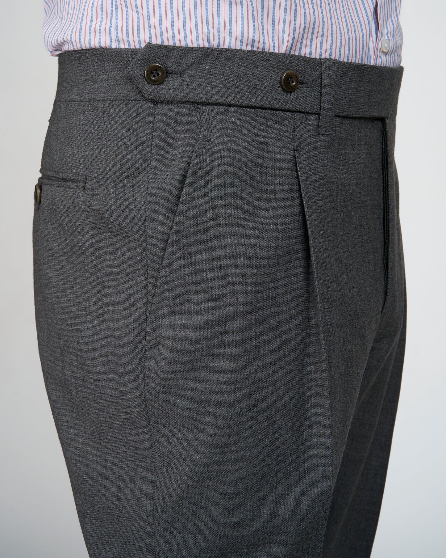 High twist wool trousers - Single pleat - Medium grey