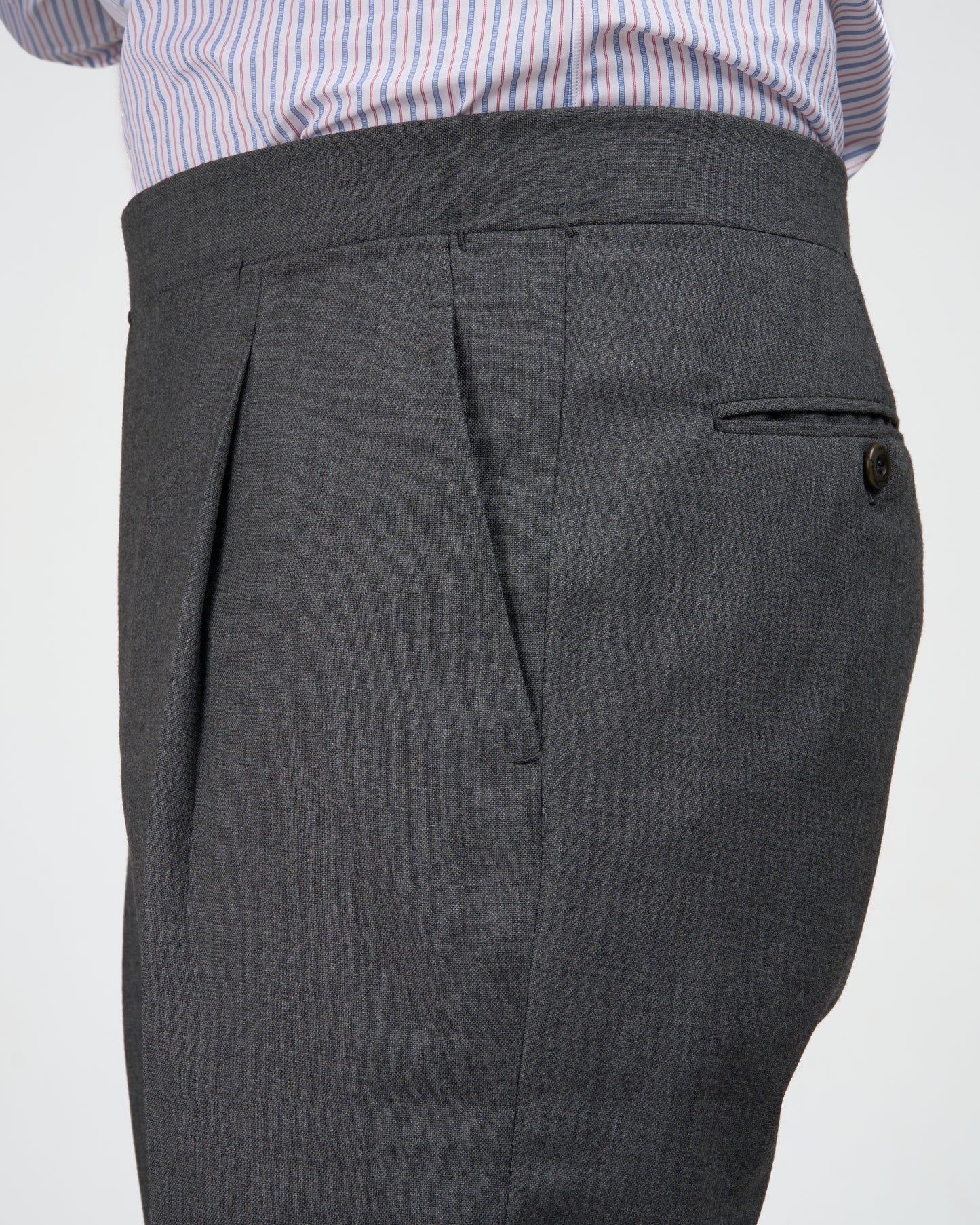 High twist wool trousers - Single pleat - Medium grey