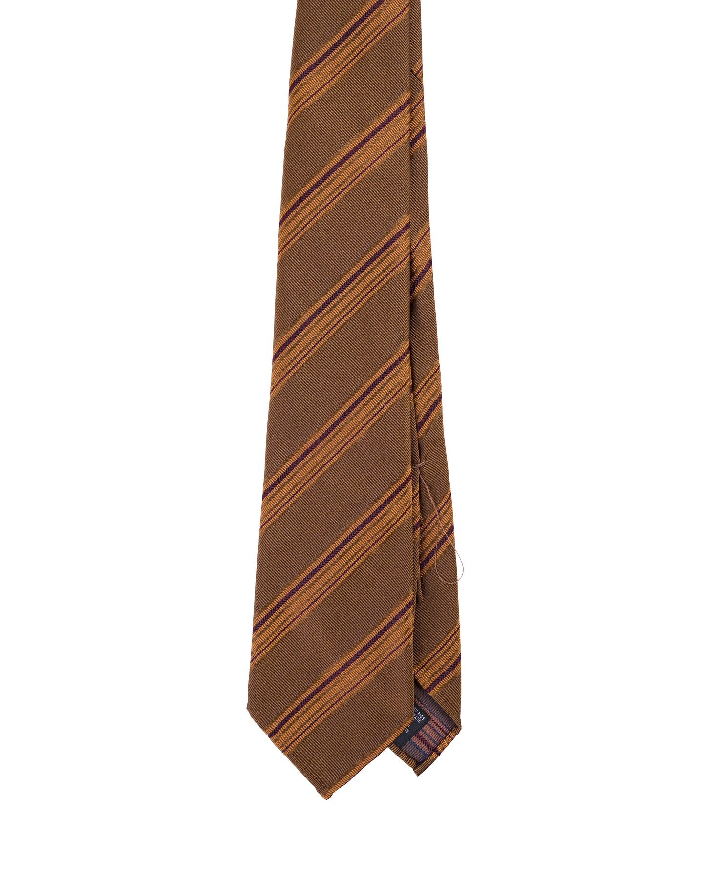 Jacquard tie - 7 Fold - Orange, brown and navy blue stripe