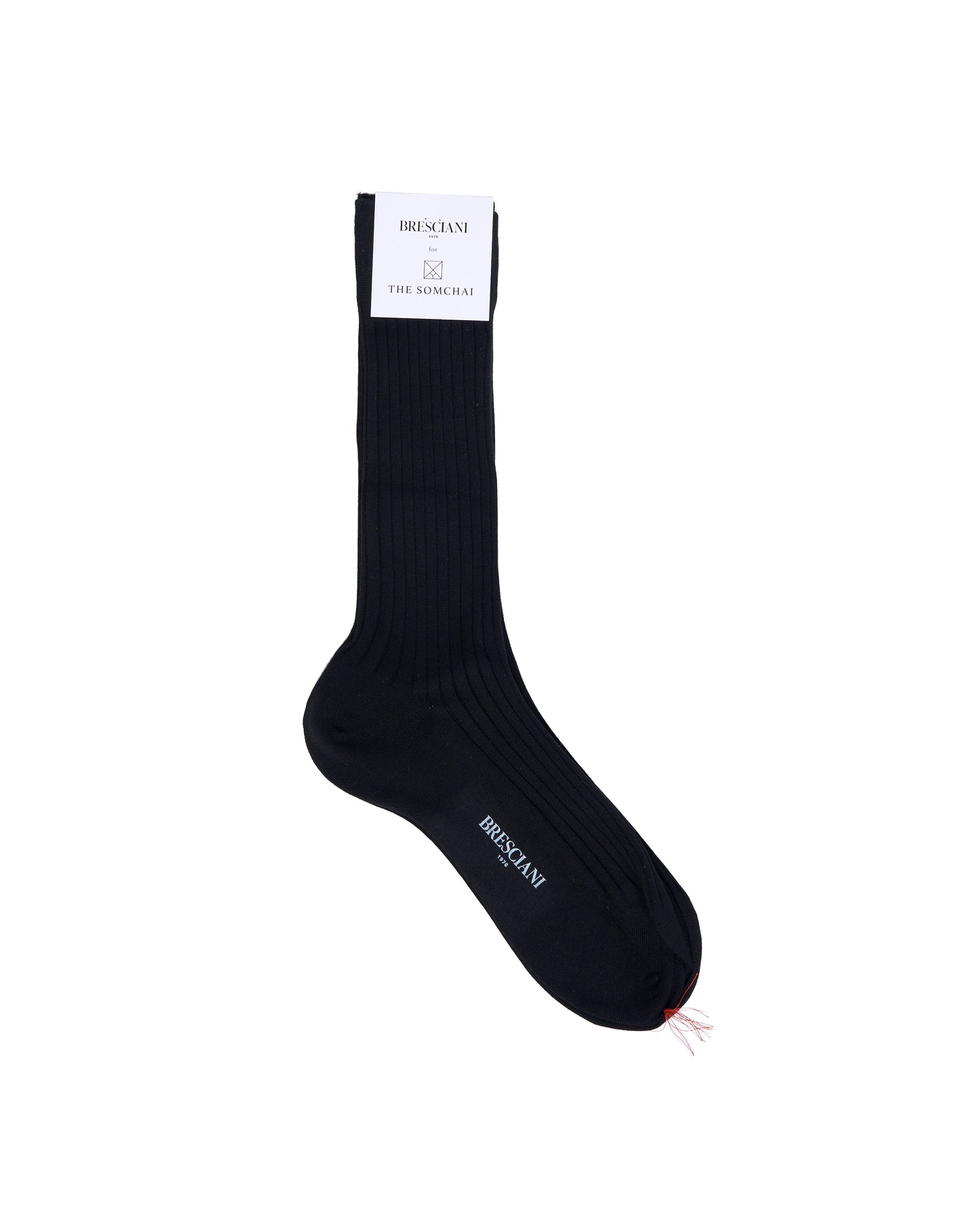 Calf length socks - ribbed organic cotton - Nero