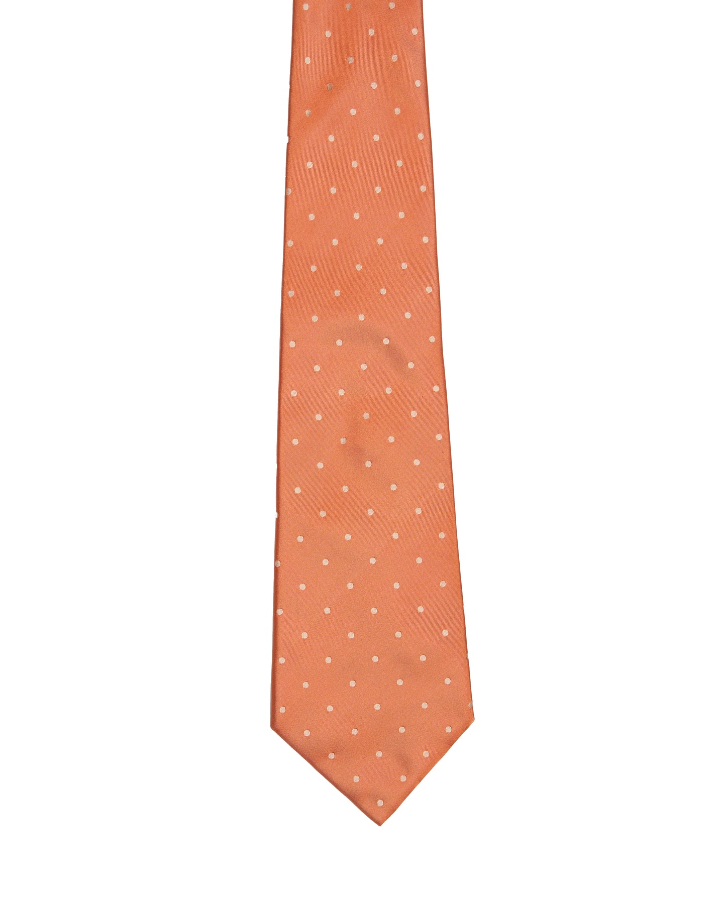 Jacquard tie - 3 Fold - Orange with white micro dots