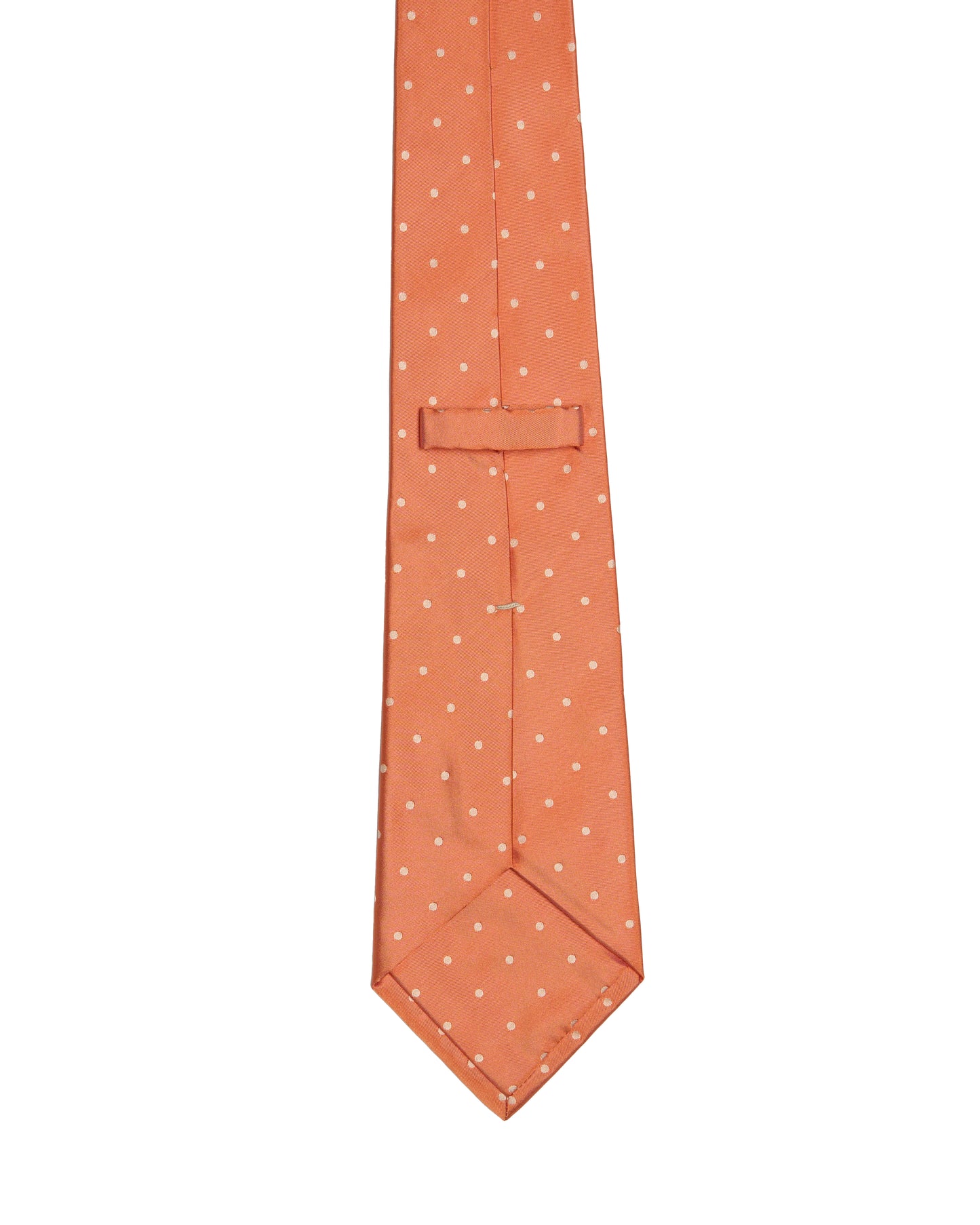 Jacquard tie - 3 Fold - Orange with white micro dots