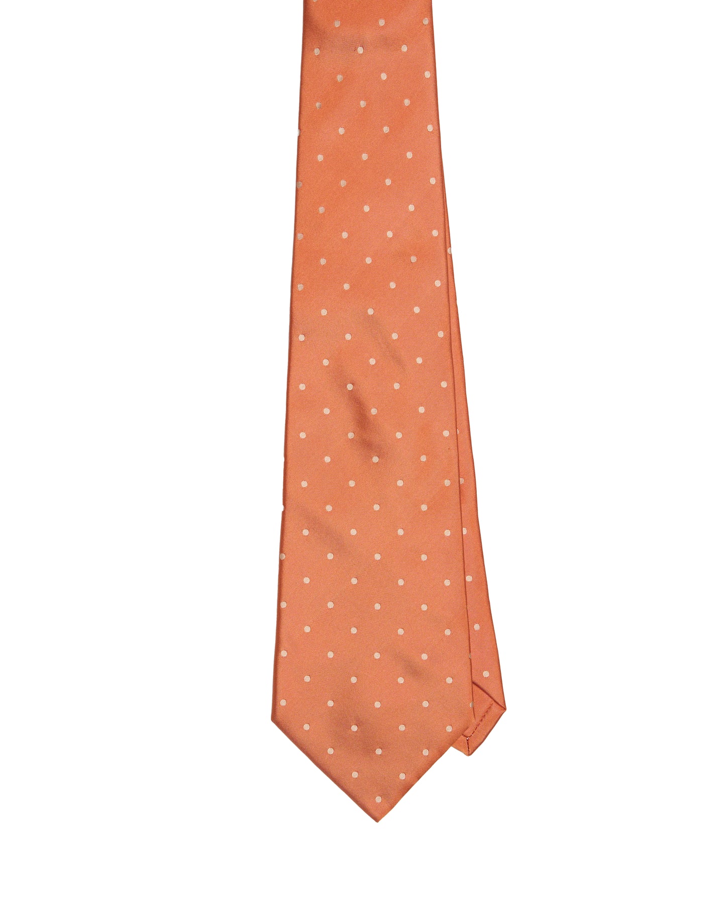 Jacquard tie - 3 Fold - Orange with white micro dots