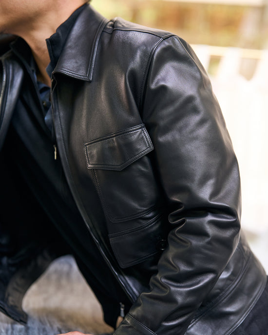 Nappa leather Blouson jacket - Black