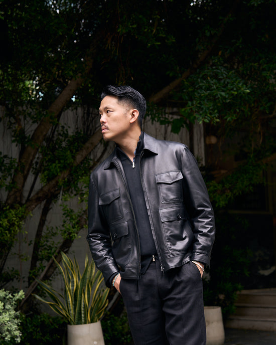 Nappa leather Blouson jacket - Black