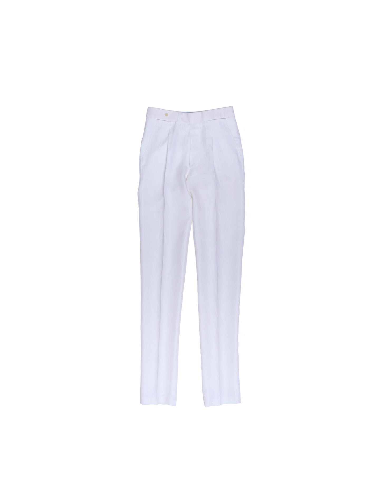 Herringbone linen trousers - Single pleat trousers - White