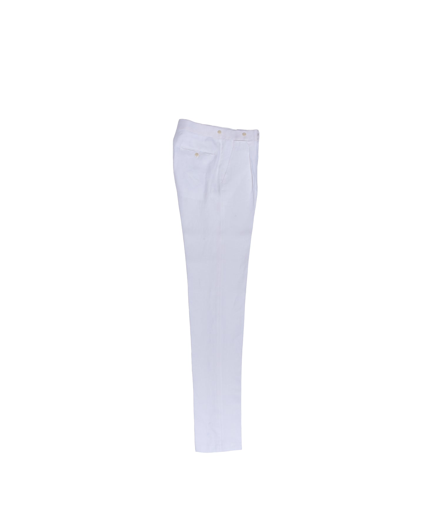 Herringbone linen trousers - Single pleat trousers - White