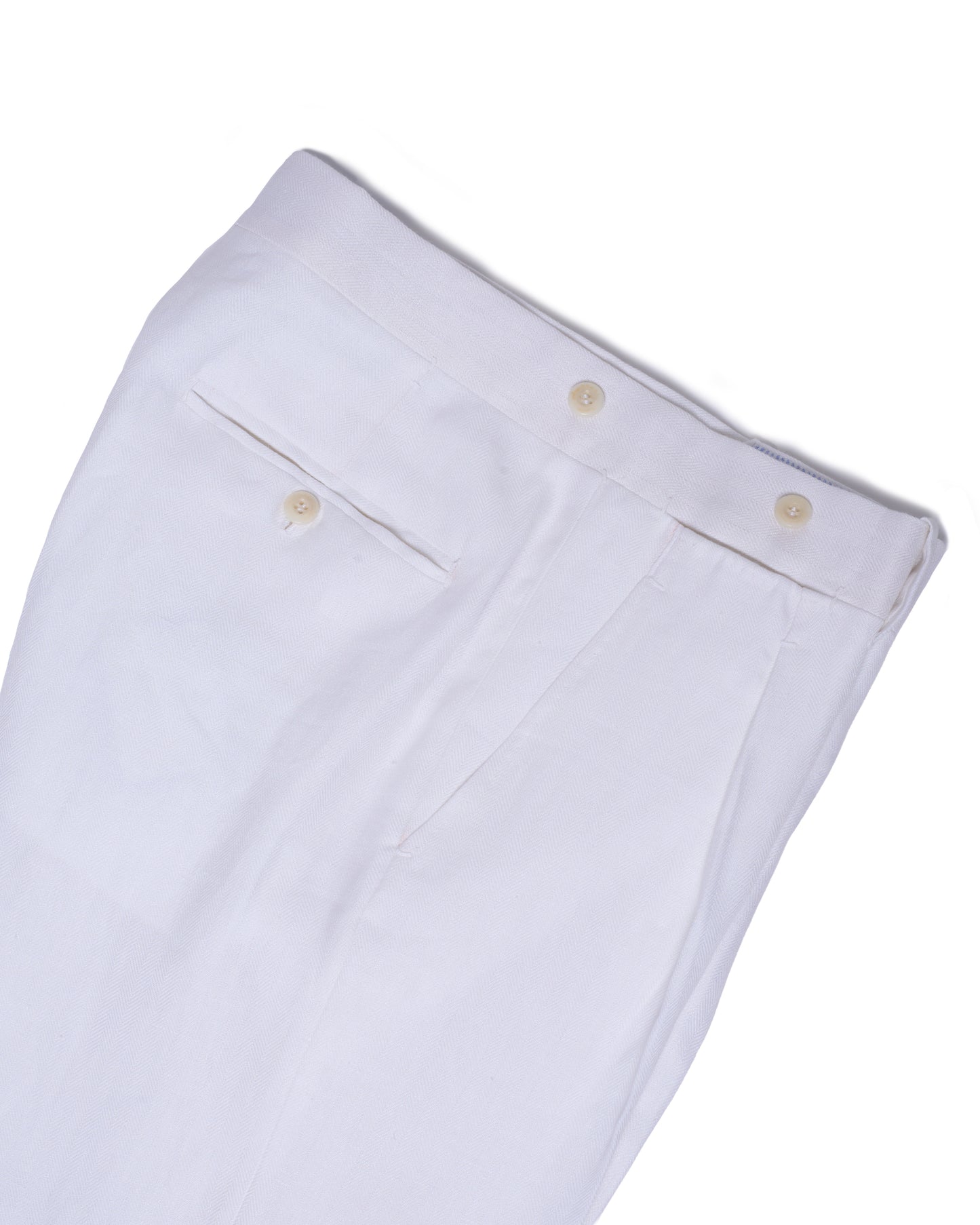 Herringbone linen trousers - Single pleat trousers - White