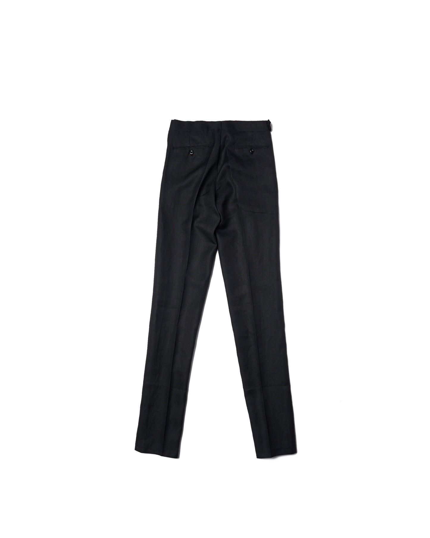 Herringbone linen trousers - Single pleat trousers - Black