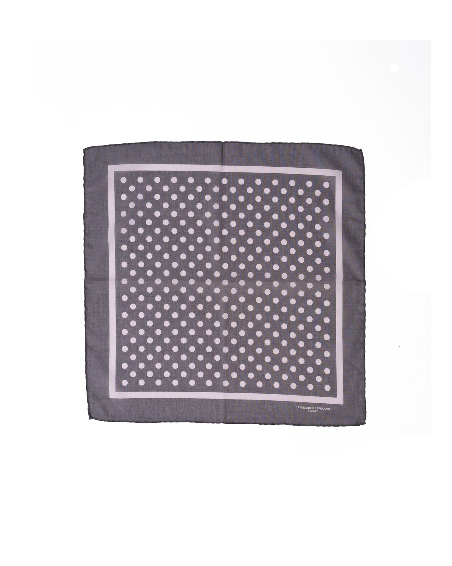 Pocket square - Cotton - Medium grey with white dots print