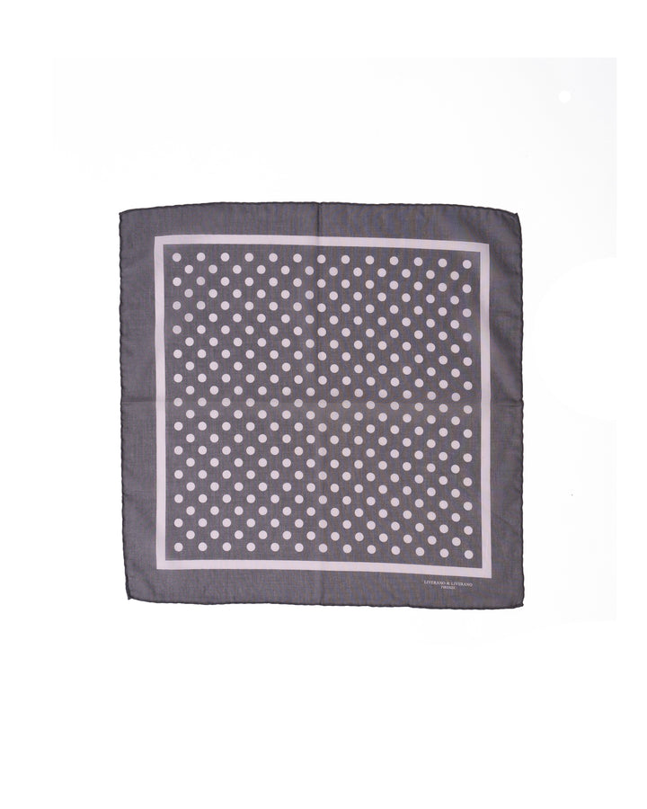 Pocket square - Cotton - Medium grey with white dots print