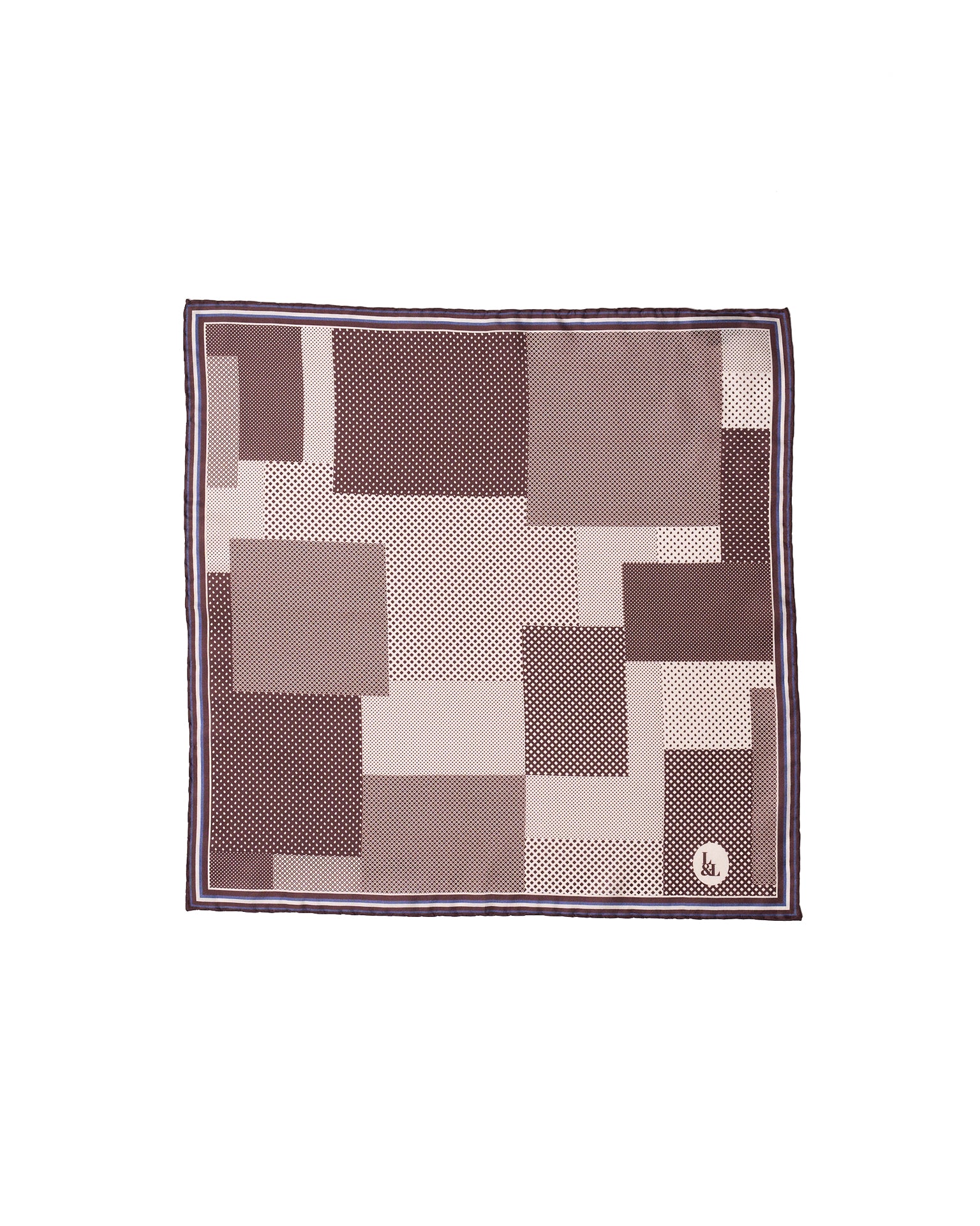 Pocket square - Silk - Brown Multi dots and patterns