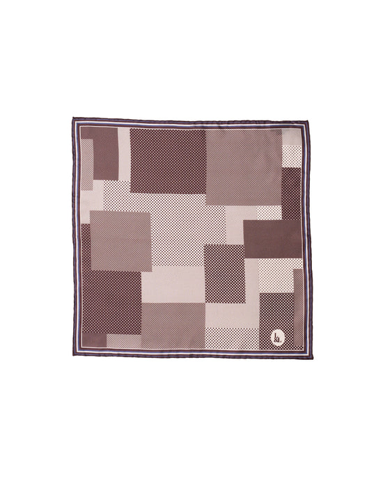 Pocket square - Silk - Brown Multi dots and patterns