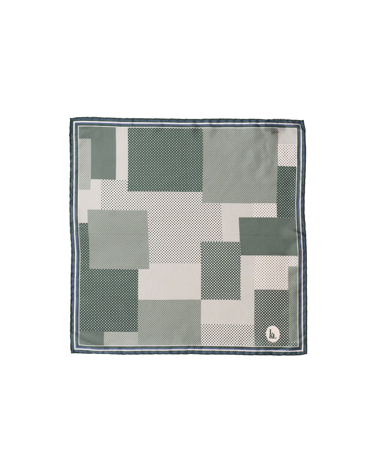 Pocket square - Silk - Green Multi dots and patterns