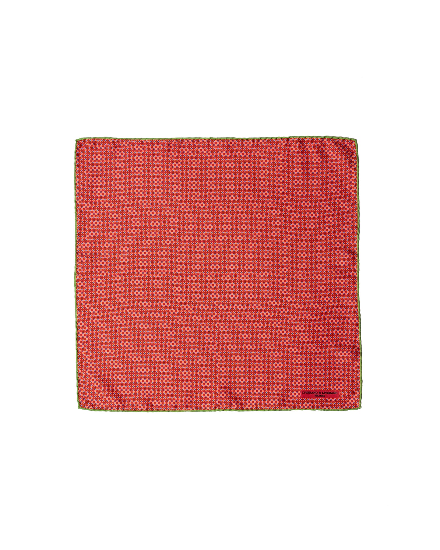 Pocket square - Silk - Red with yellow circle and blue dot