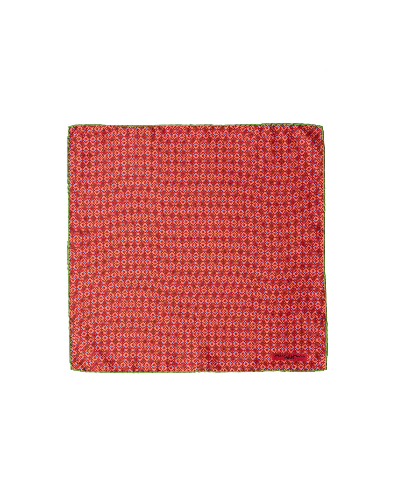 Pocket square - Silk - Red with yellow circle and blue dot