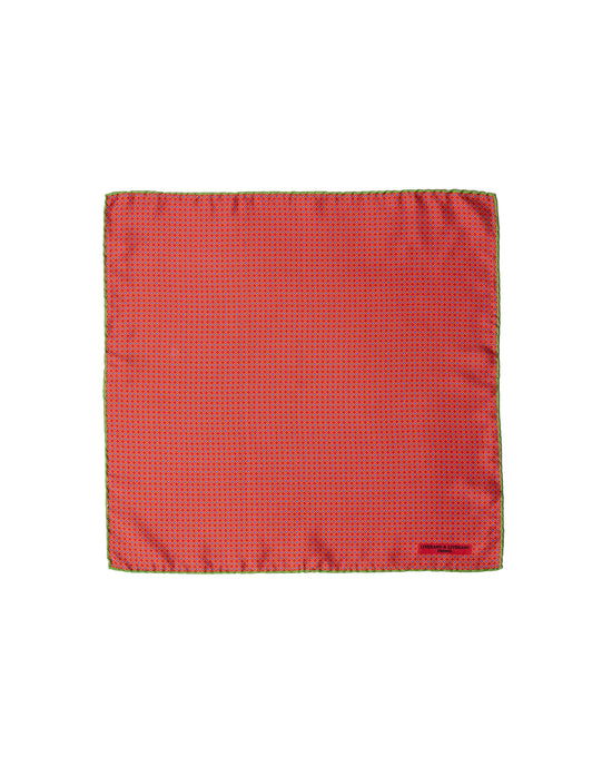 Pocket square - Silk - Red with yellow circle and blue dot