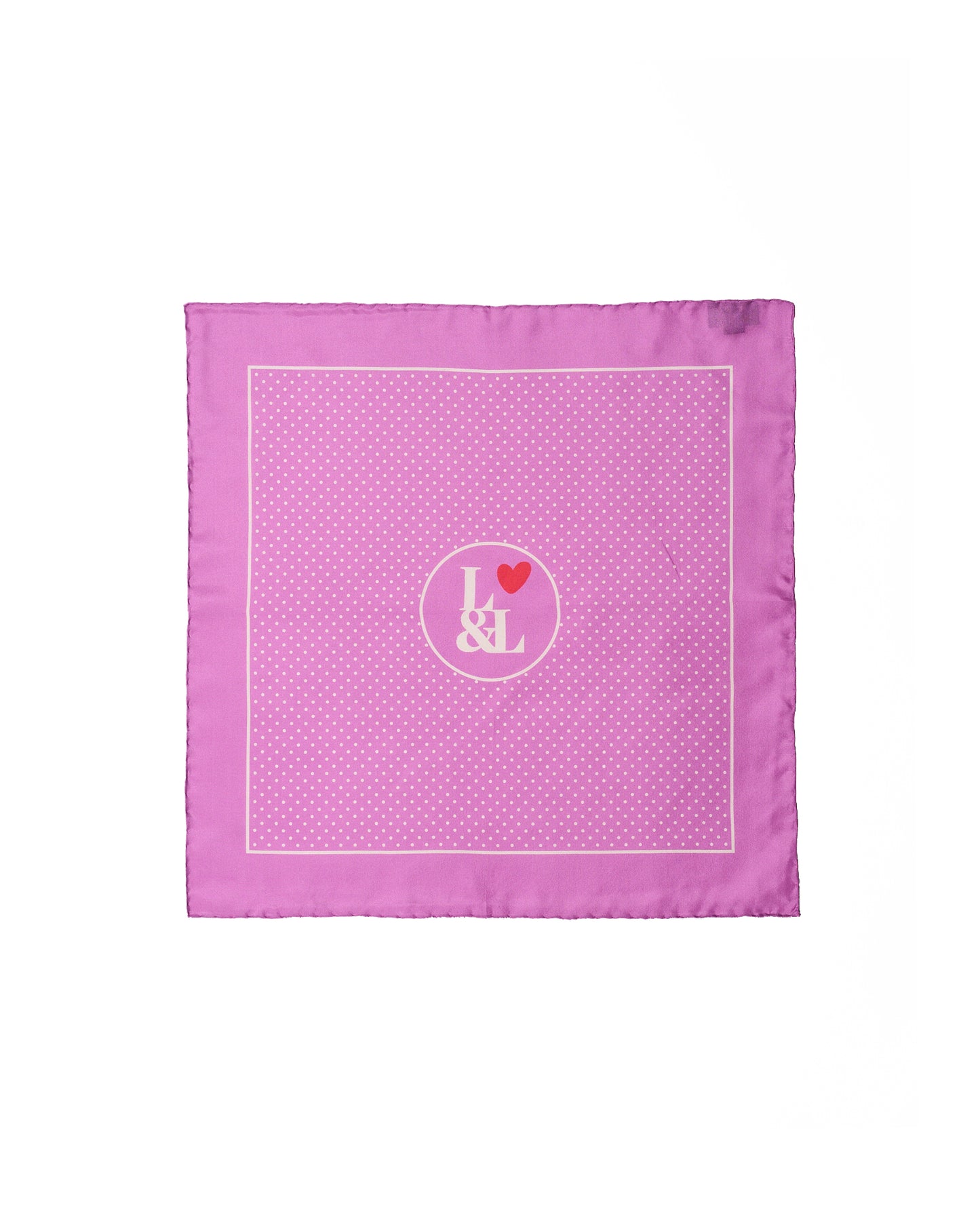Pocket square - Silk - Pink dots with logo