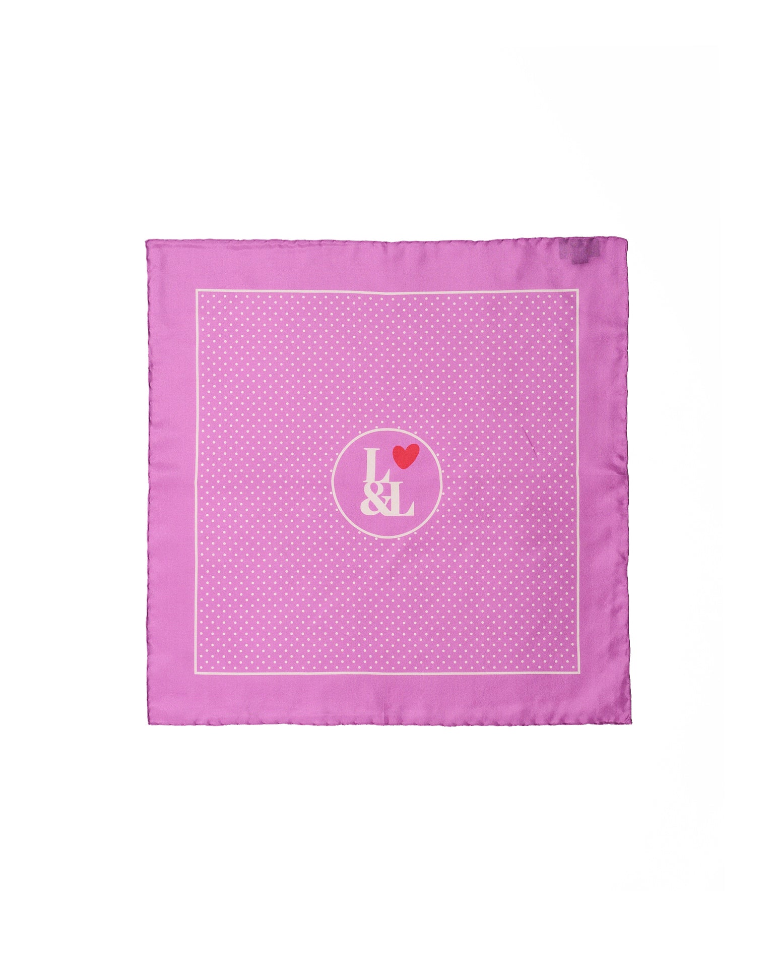 Pocket square - Silk - Pink dots with logo