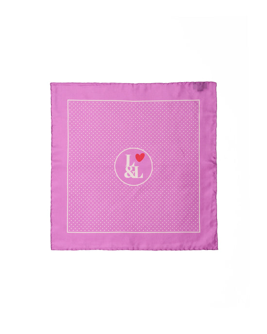 Pocket square - Silk - Pink dots with logo