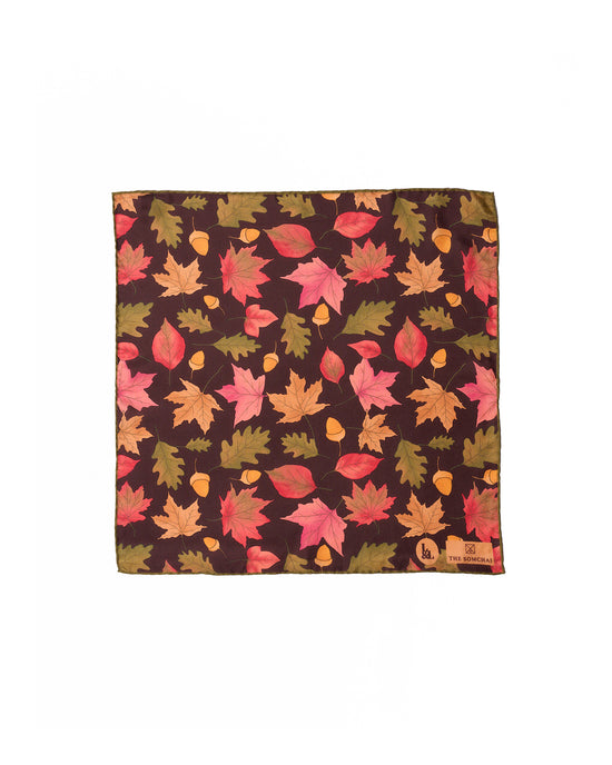 Pocket square - Silk -  Brown with maple for the Somchai