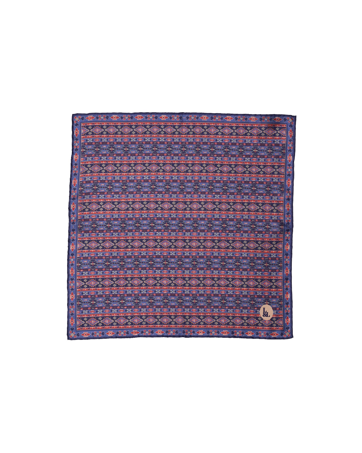 Pocket square - Silk - Navy navajo pattern
