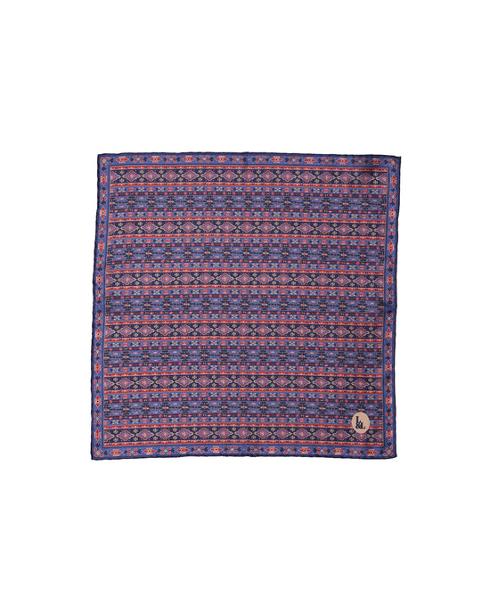 Pocket square - Silk - Navy navajo pattern