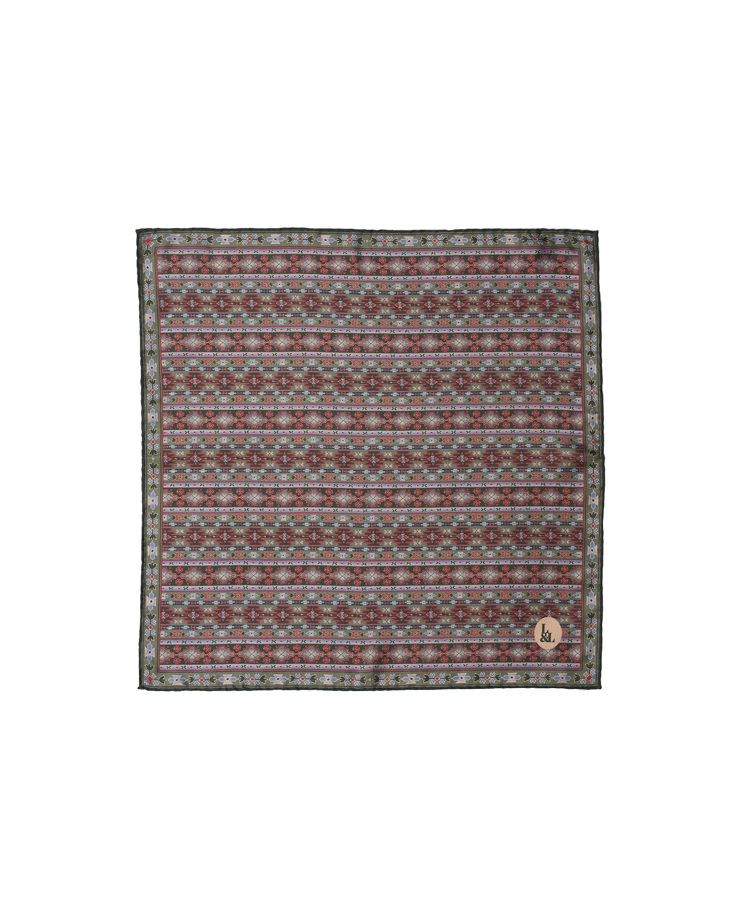 Pocket square - Silk - Green navajo pattern