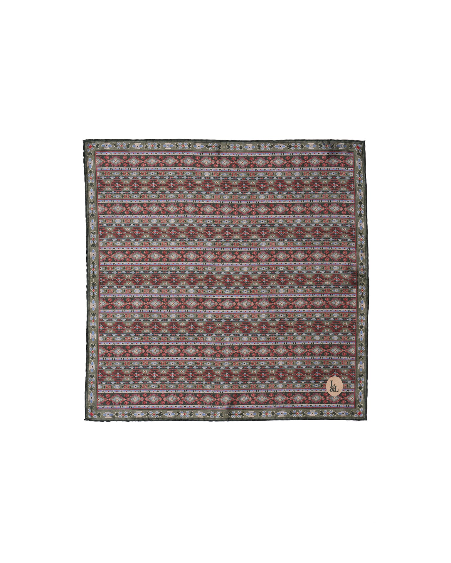 Pocket square - Silk - Green navajo pattern