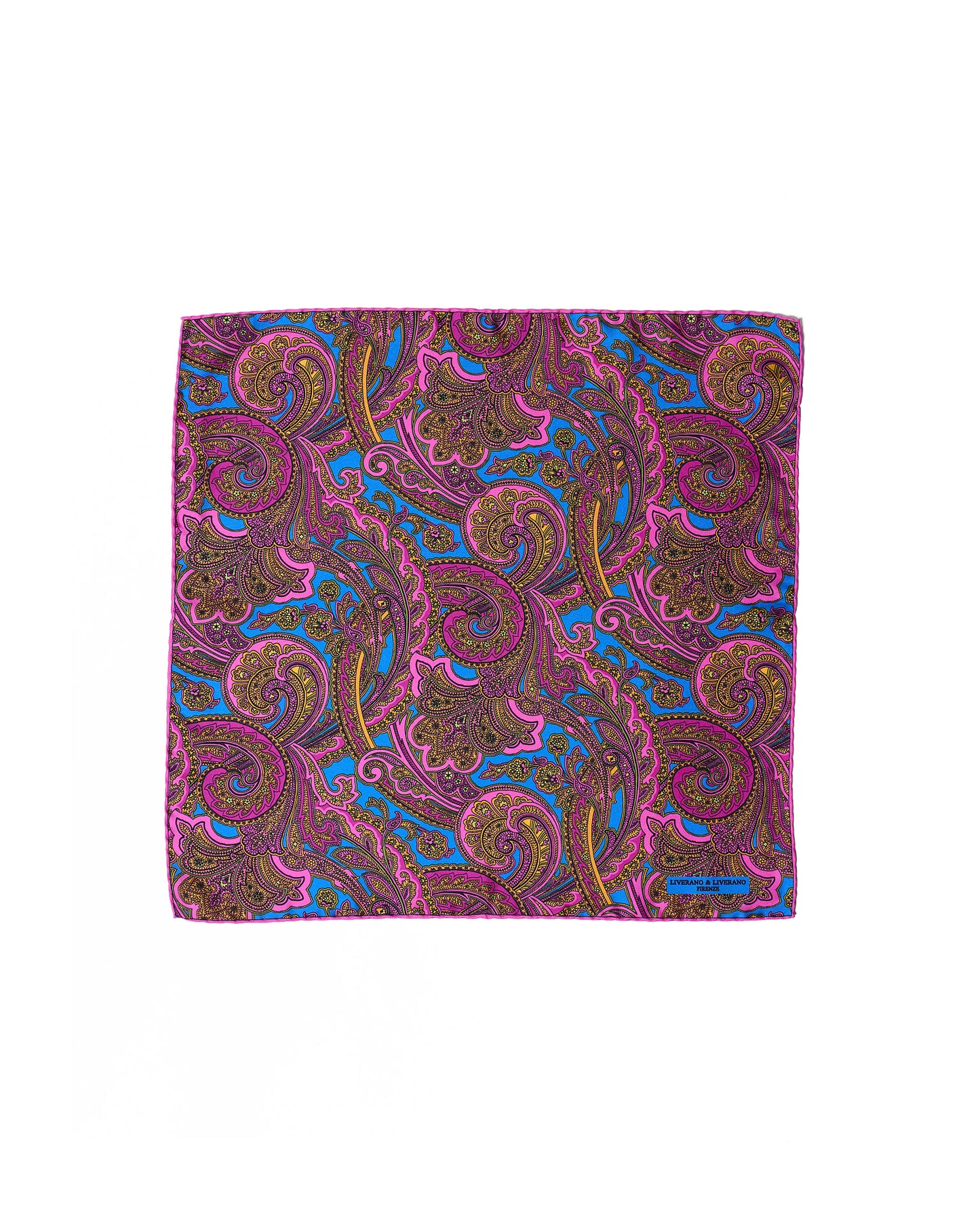 Pocket square - silk - Pink gingham with blue