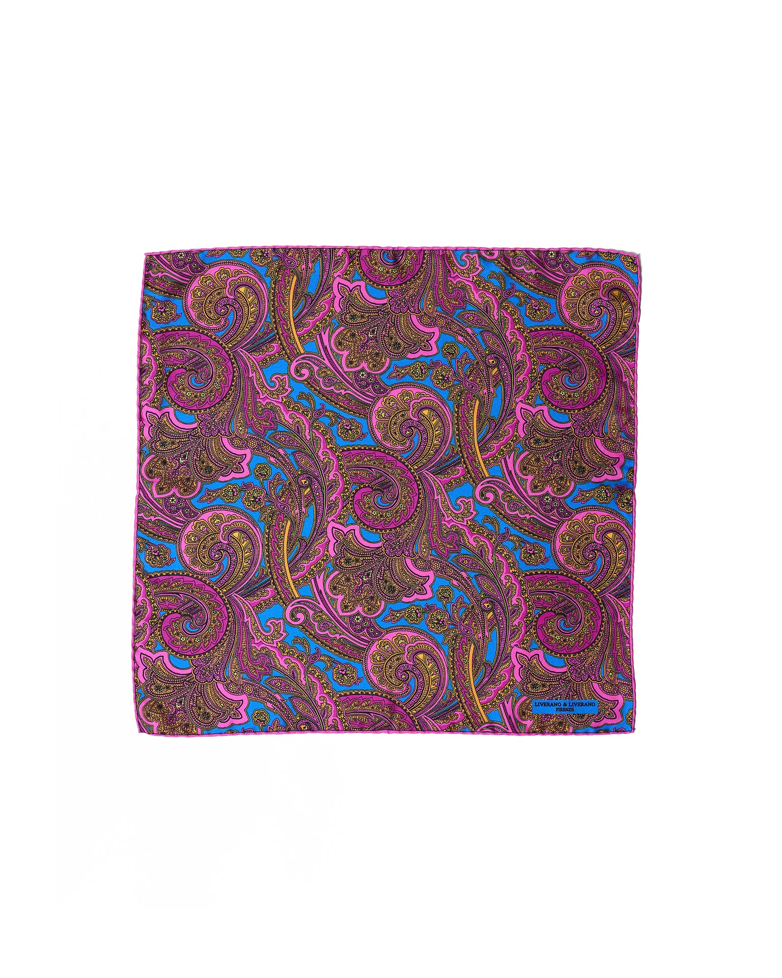 Pocket square - silk - Pink gingham with blue