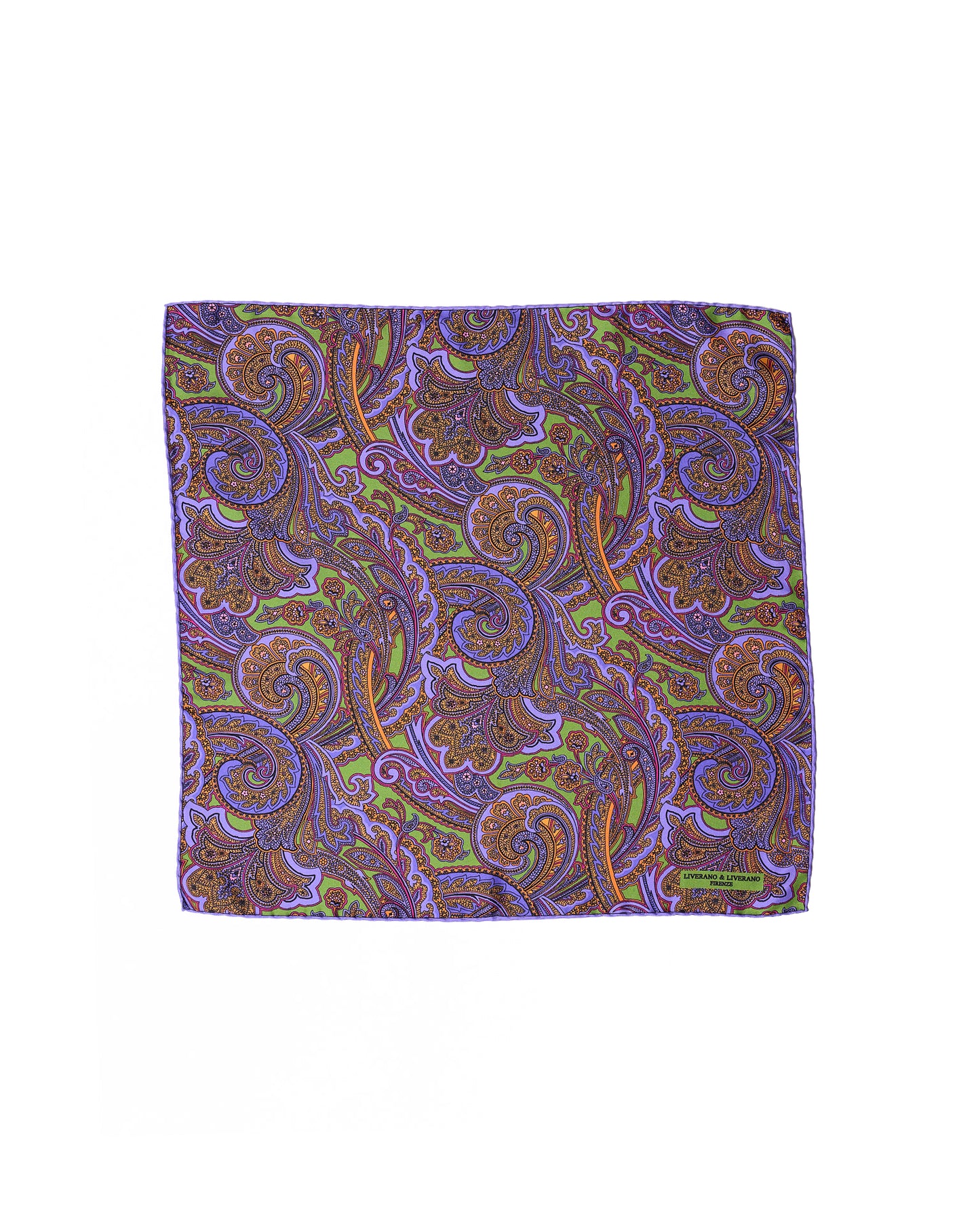 Pocket square - Silk - Purple gingham with green