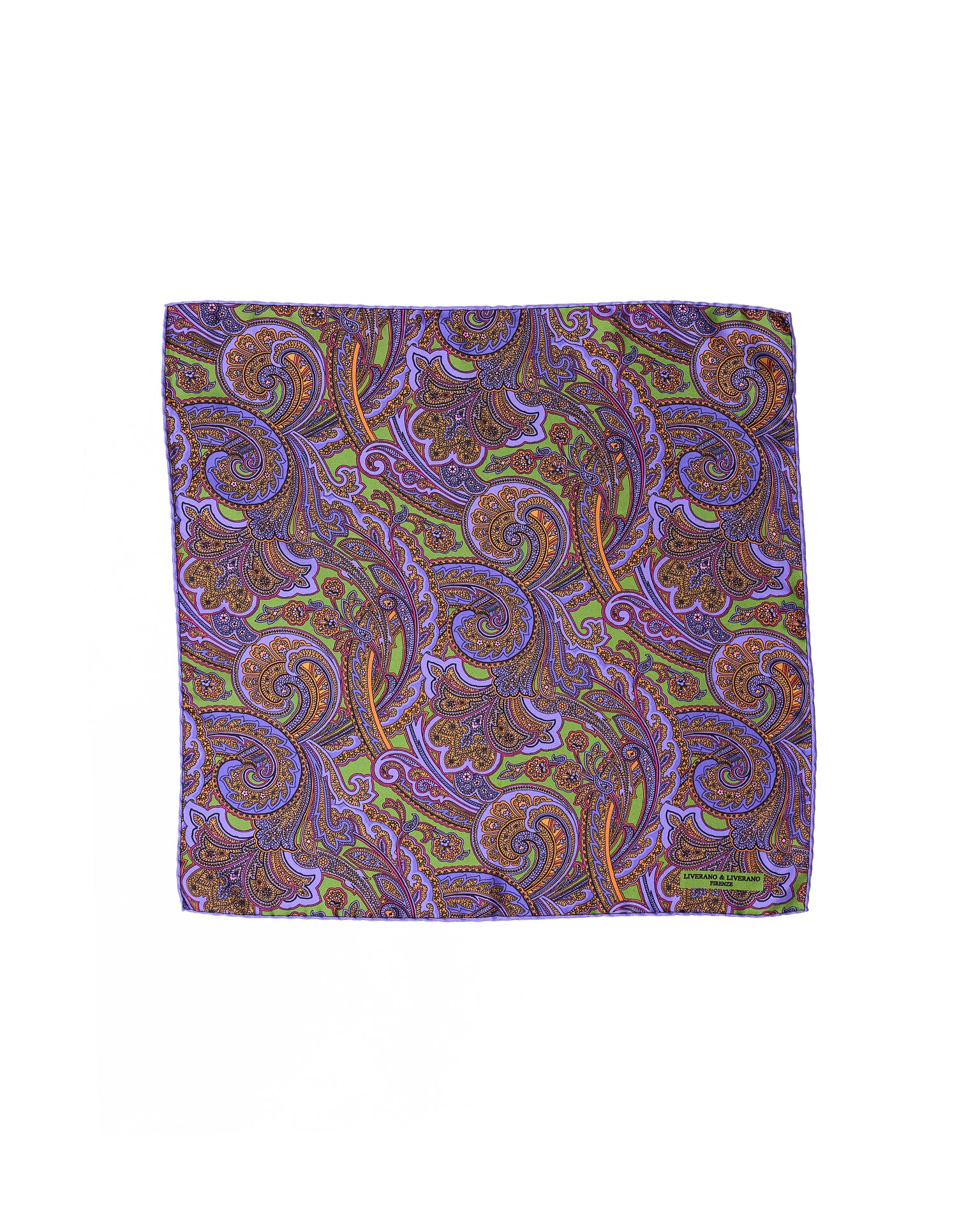 Pocket square - Silk - Purple gingham with green