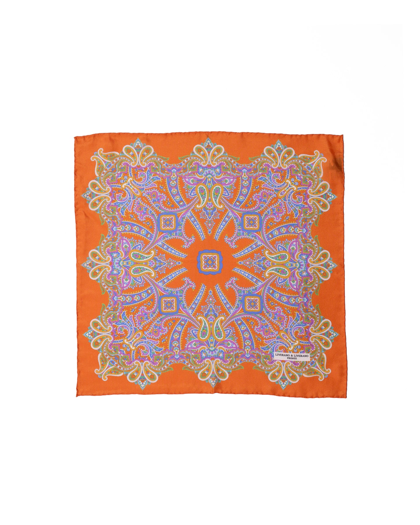 Pocket square - Silk - Orange with colorful gingham