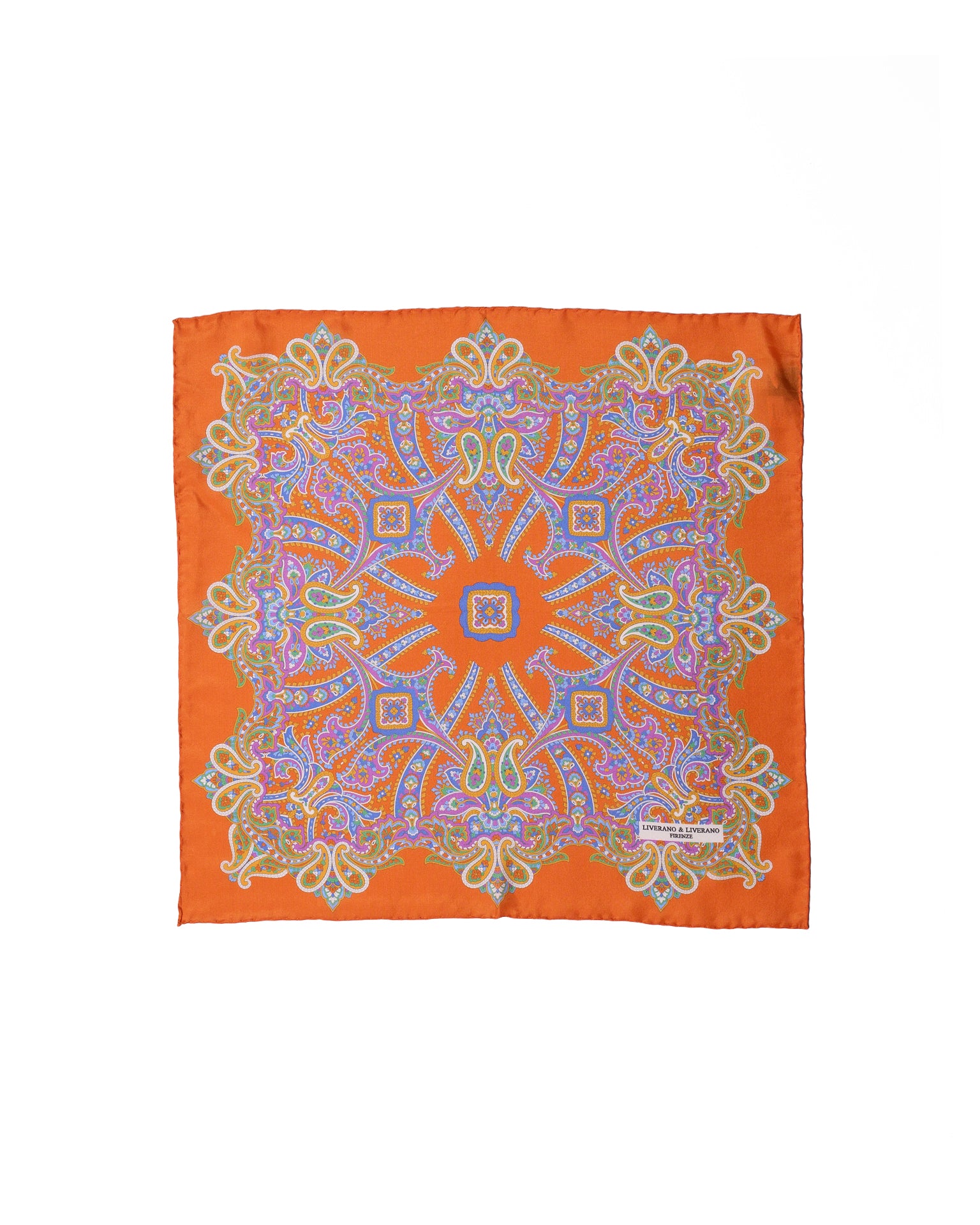 Pocket square - Silk - Orange with colorful gingham