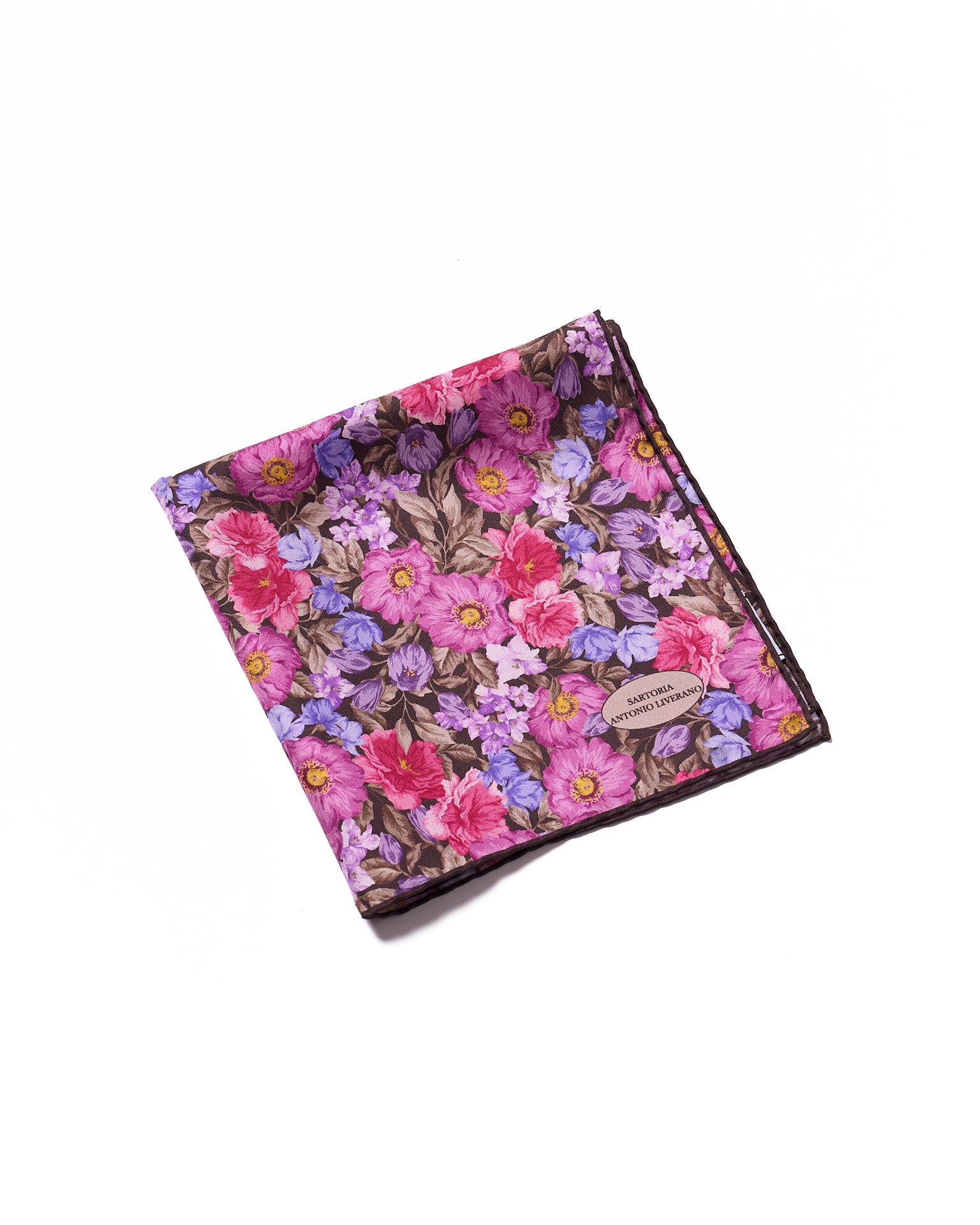 Pocket square - Silk - Purple invert floral