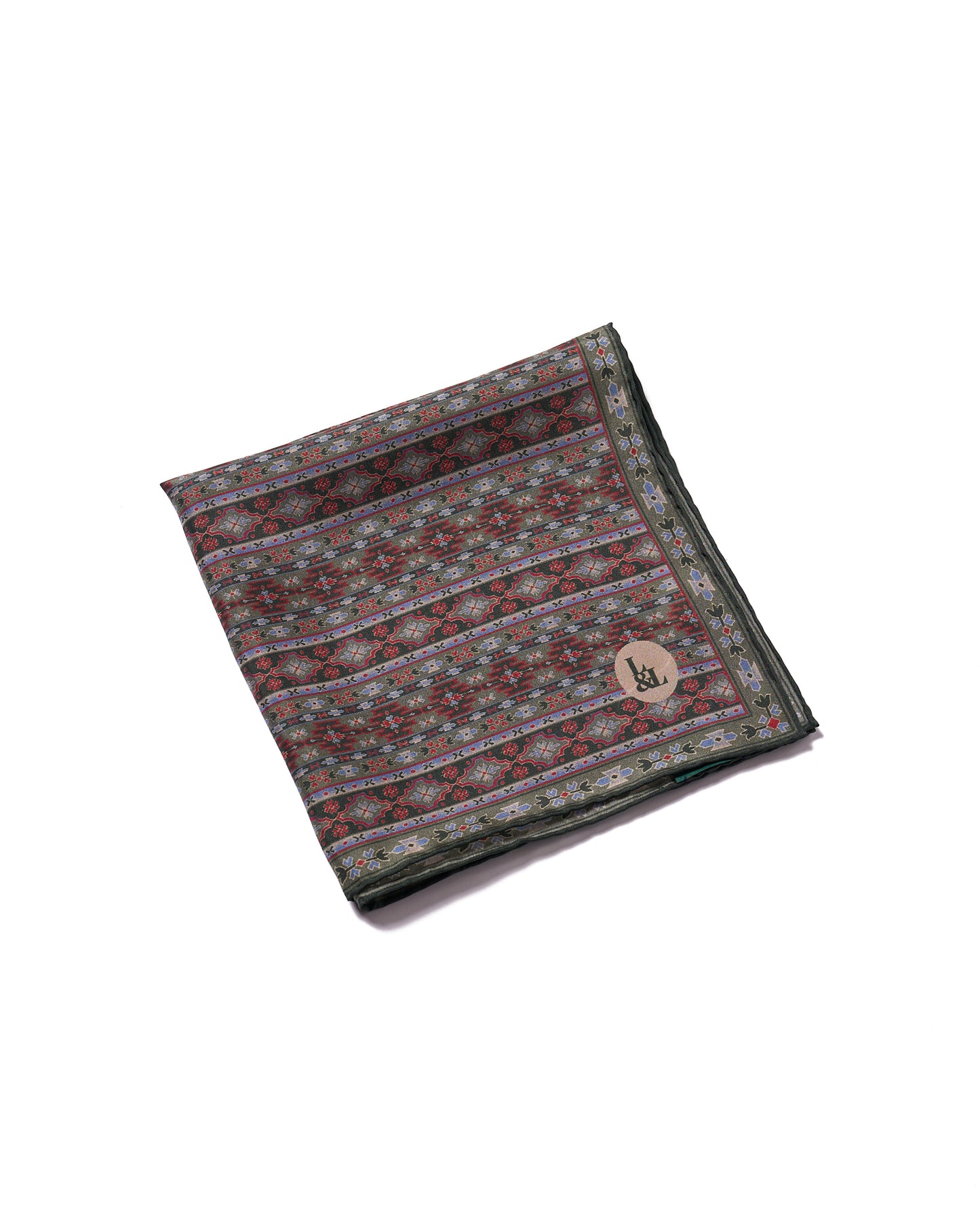 Pocket square - Silk - Green navajo pattern