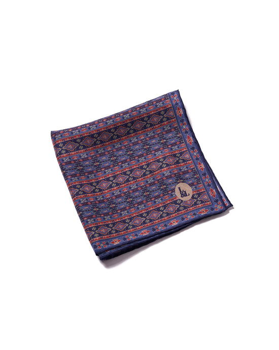 Pocket square - Silk - Navy navajo pattern