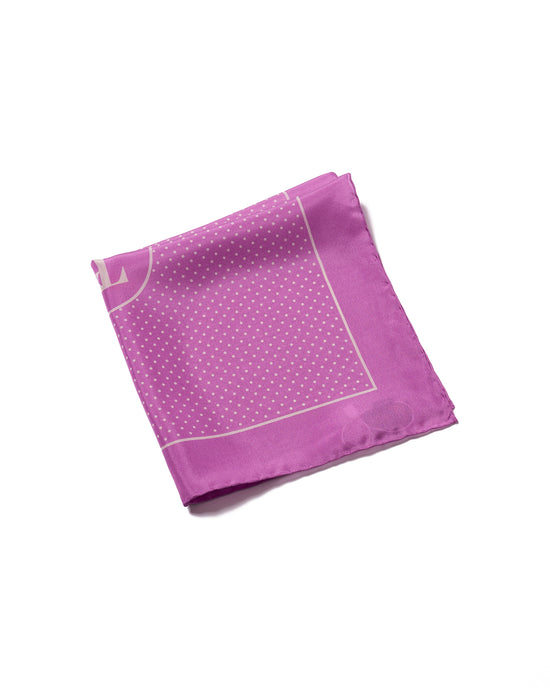 Pocket square - Silk - Pink dots with logo