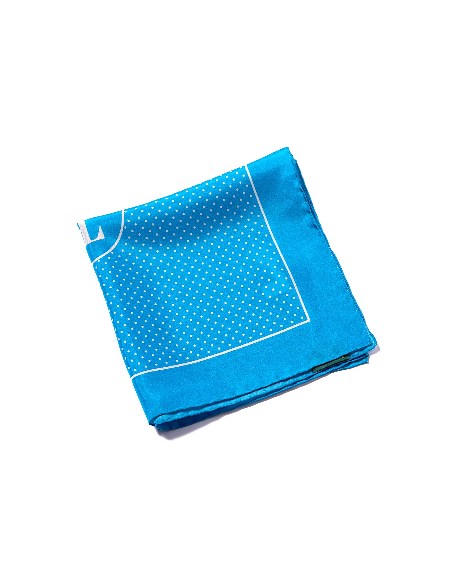 Pocket square - Silk - Light blue dots with logo