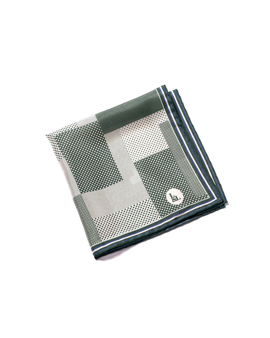 Pocket square - Silk - Green Multi dots and patterns