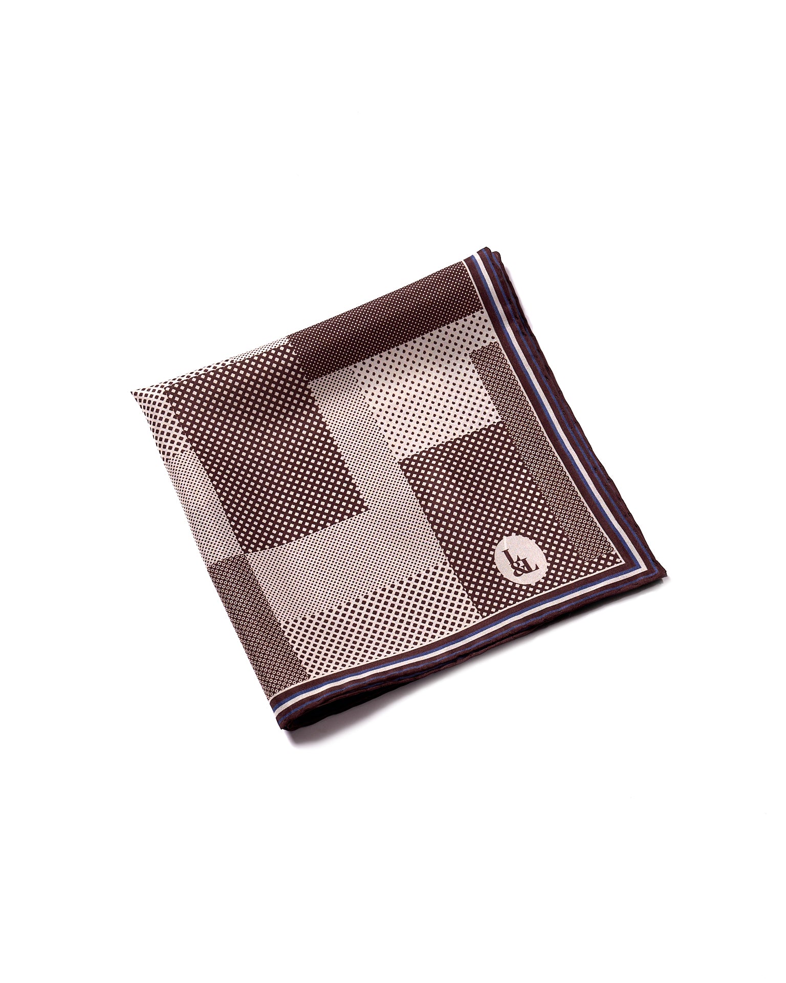 Pocket square - Silk - Brown Multi dots and patterns