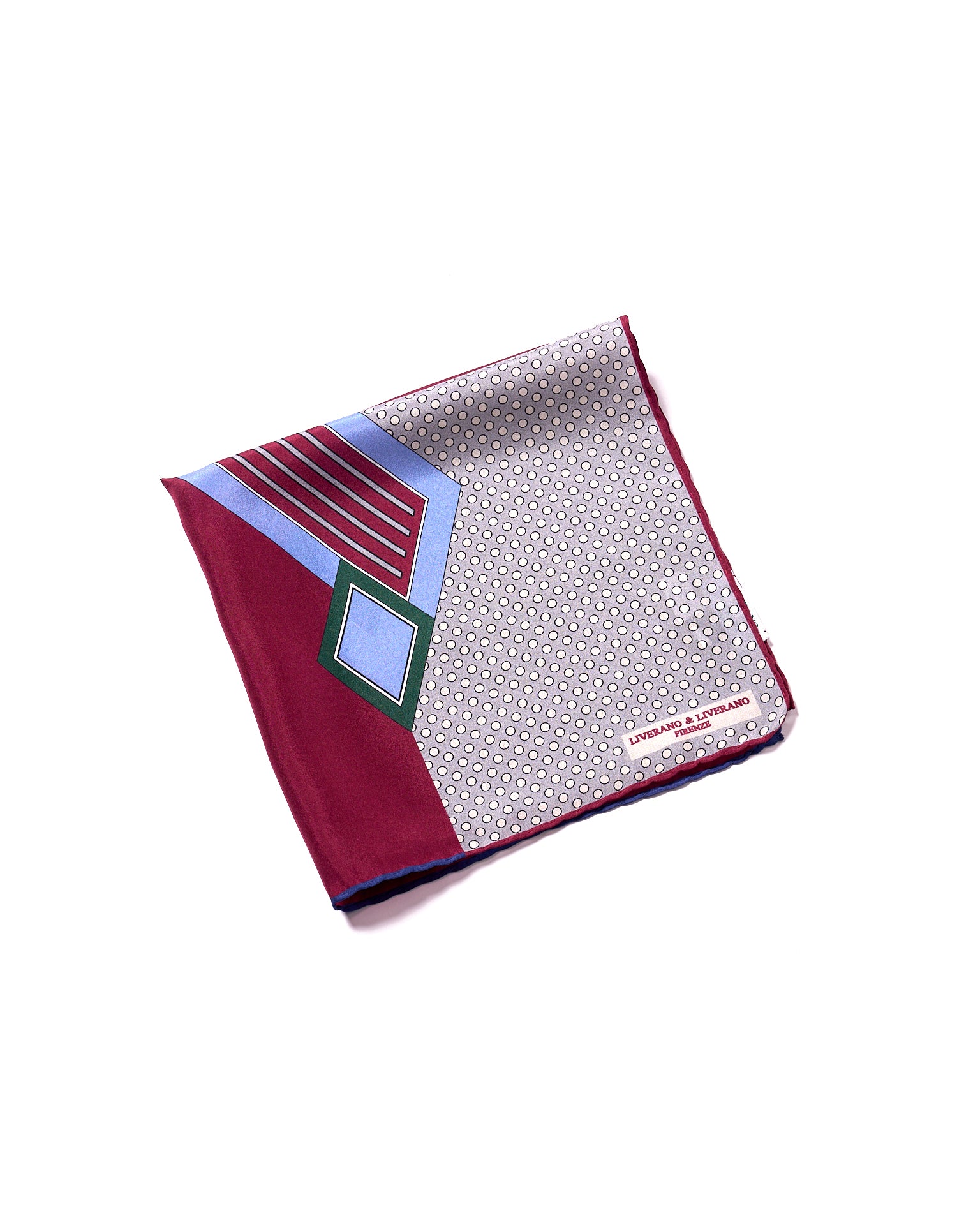 Pocket square - silk - Grey and burgundy art deco